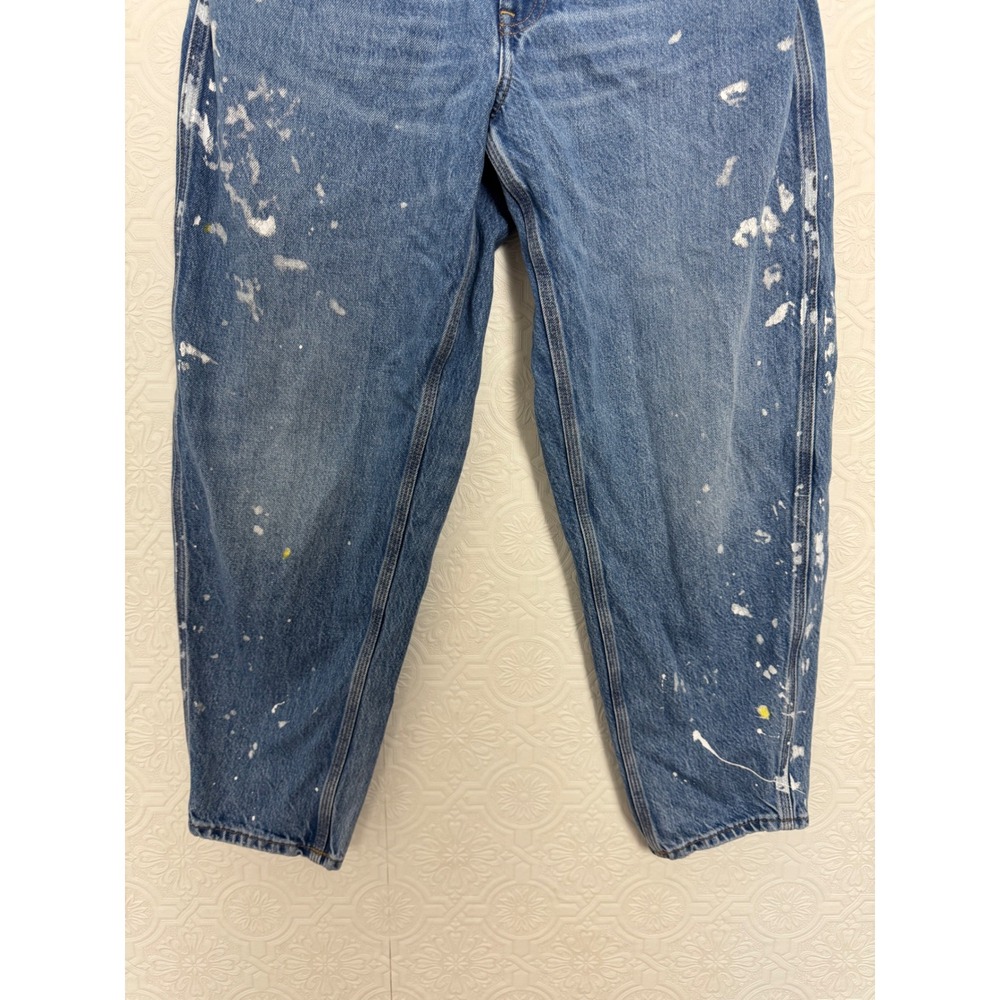 Polo Ralph Lauren Paint Splatter Curved Tapered Leg Jeans Womens Blue High Rise - Picture 4 of 10